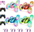 lumiparty 4Pack Remote Control Car Toys for Kids 2.4GHz RC Stunt Cars with Wheel Lights Drift High Speed 4WD Off Road Double Sided 360° Rotating Cars for Boys Girls.