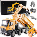 20-Inch 3 in 1 Remote Control Dump Truck Wood Grabber 26-Channels 1/14 Scale 6.6LBS Load Capacity RC Heavy Duty Metal Construction Vehicles Toy for 14y+ Beginners (8 Wheels)