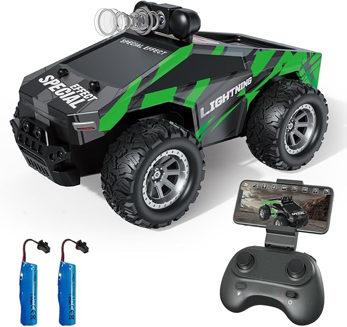 RC Cars FPV Camera RC Car with LED Lights - High Speed Remote Control Racing Truck for Adults &amp Kids 1:28 Scale Hobby Grade Off-Road Buggy Gift Set HD Live Video &amp Night Driving