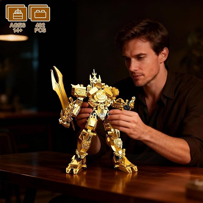 HIGH GODO Golden Clock Mech Robot Building Blocks Set Toilet Upgraded TV Figure Mech Model Building Kit Cool Creative Robots Toys Gift for Teens Adults 402 Pieces