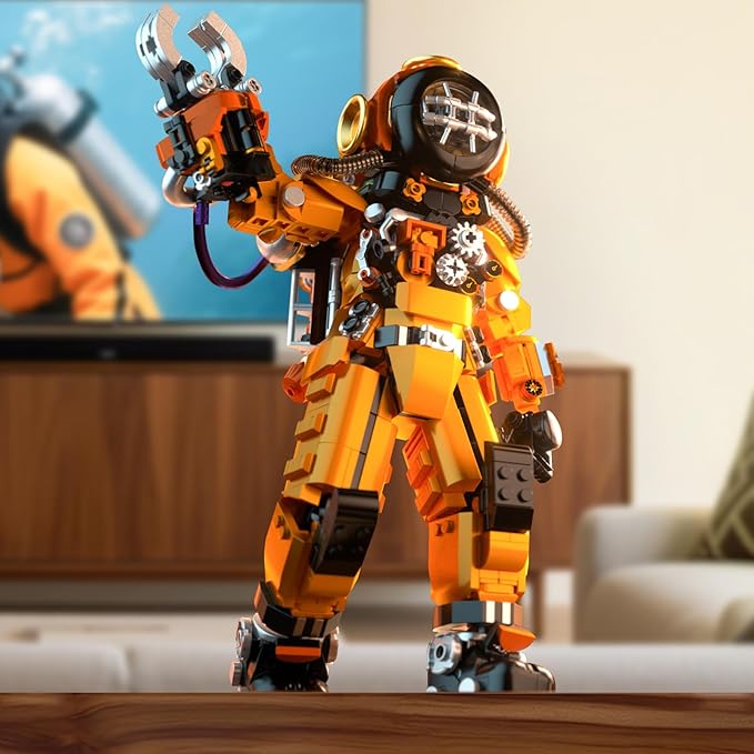Steampunk Diver Building Set for AdultsDeep Sea Explorer Model ToysHome Office Decor Building Blocks with BaseSTEM Gift for Teen 14+(1287 Pieces)