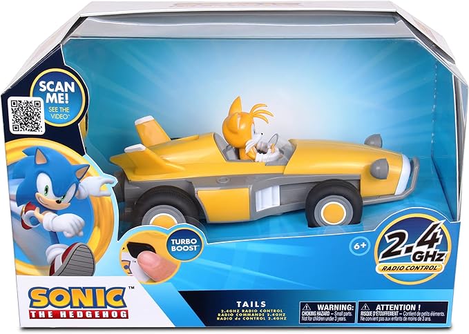 Sonic Racing RC: Tails The Fox - NKOK (603) 2.4GHz Remote Controlled Car with Turbo Boost Officially Licensed Sega Sonic The Hedgehog Battery Powered Ages 6+