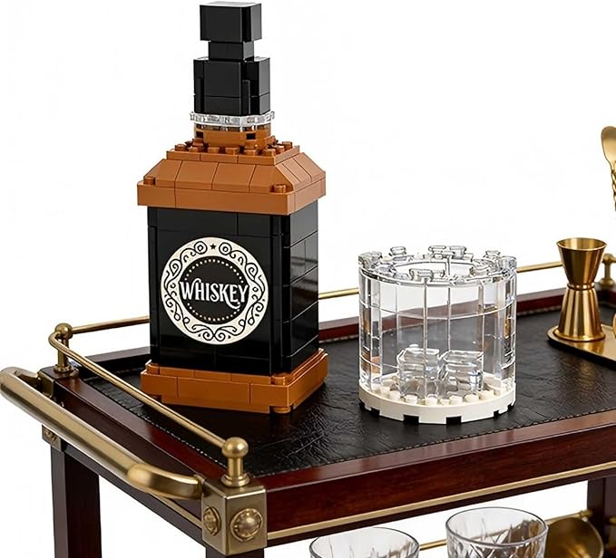 254Pcs Toy Building Block Set for Whiskey Bottle ConstructionCollectible Display Set Adults and Boys Kids Aged 6+