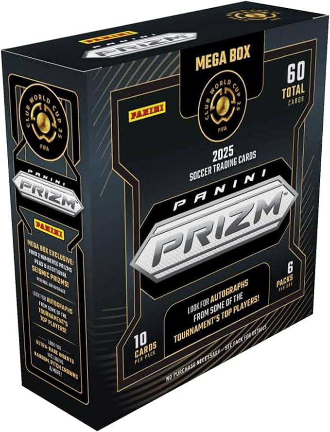 2025 Panini Prizm Club World Cup Soccer Mega Box – FIFA Trading Cards – Includes Mega Box Exclusive Prizms Rookies &amp Inserts – Official Panini Retail Set
