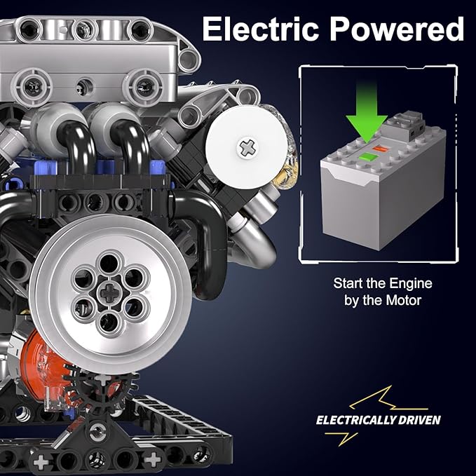 Mould King 10088 V8 Engine Model Building Kit That Runs Build Your Own Mini Engine That Works STEM Toy Gift for Adults 14+ Teens DIY Mechanic Engineering Construction for Display (535 PCS)