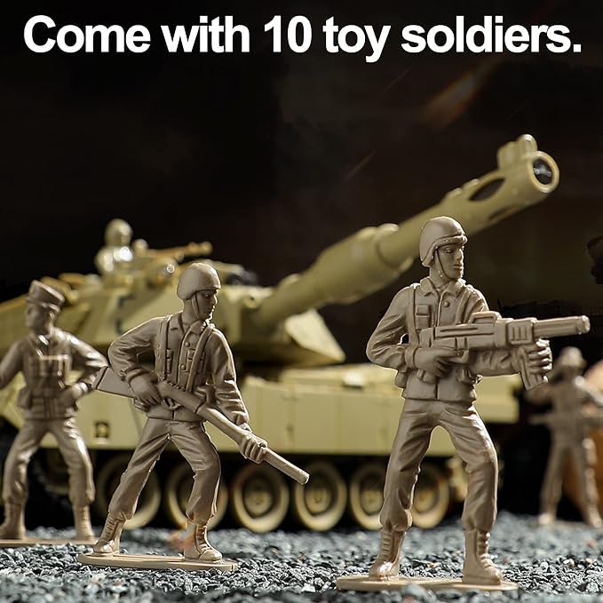 RC Military Tank Toy US M1A2 Abrams Remote Control Army Tank with IR Battle 2.4Ghz RC Military Vehicles for Boys Kids 6+ and Adults