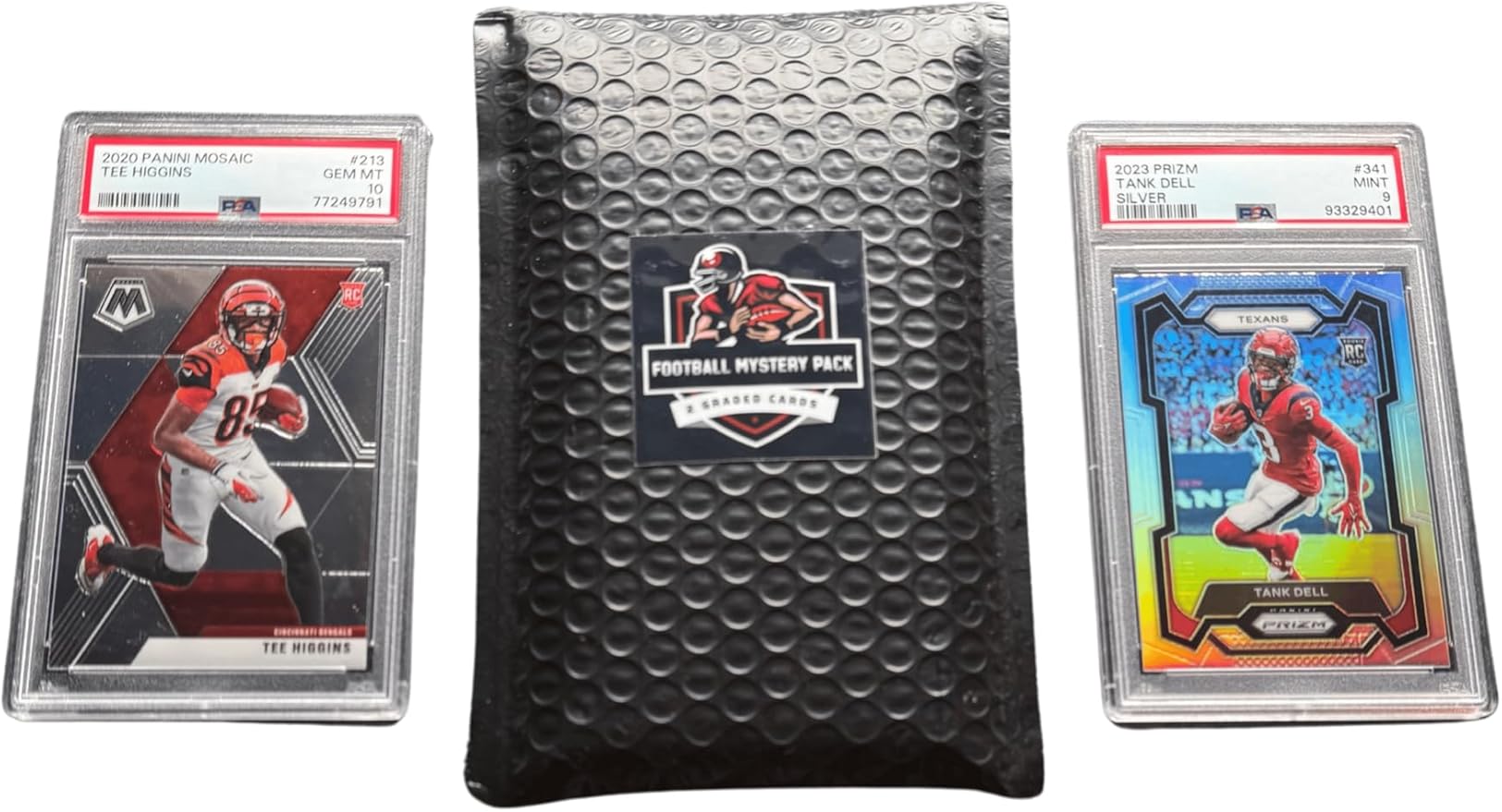 Football Mystery Slabs | 2 Graded Cards | Grade 8+ Guaranteed | PSA SGC GMA and More