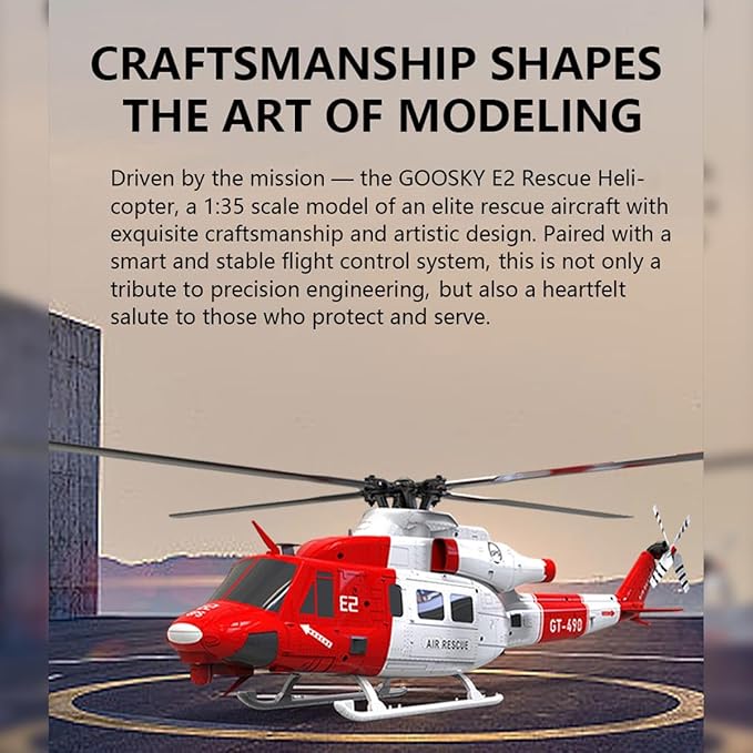 GOOSKY E2 UH-1Y RC Helicopter 2.4G 6CH Dual Brushless Simulation Stunt Aircraft Model with GPS Auto-Stabilization One-Key Return (RTF Version)