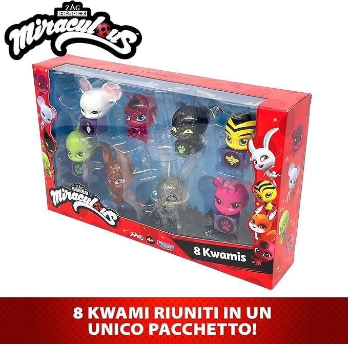 Bandai - Miraculous Tikki Plagg Trixx Wayzz Pollen Nooroo Fluff and Duusu 8 Kwamis Pack - Mini Figure Collection-P50532 P50532 Multi-Colour