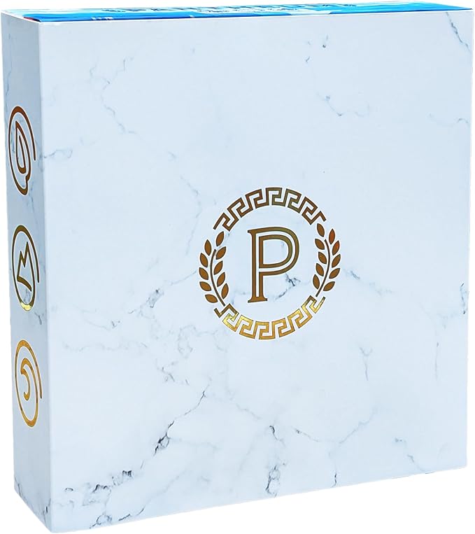 Pantheum: Deluxe Edition | Family Strategy Board Game for Greek Mythology Fans | 1–4 Players | Ages 12+ | 45–60 Min Playtime | Includes Gold Foil Sleeve Minifigures Engraved Dice and Wooden Tokens