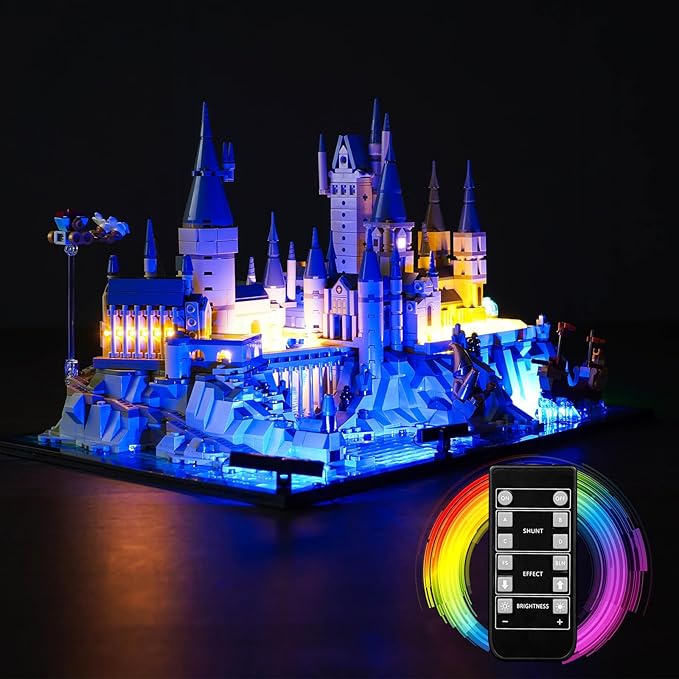 VONADO Updated RC LED Light Kit for Lego Hogwarts Castle and Grounds 76419 Remote Control Creative Lighting Set Accessories Compatible with Lego 76419 Building Set (Lights Only No Models) Blue