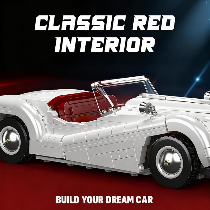 Mould King Sports Car Building Block Kits MOC Classic Car Model Kit Supercar Racing Model Building Sets Gift for Age 14+/Adult Collections Enthusiasts (1302+ Pieces)