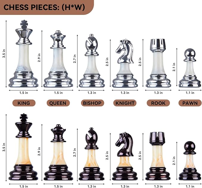 Deluxe Chess Set 16.5'' Wooden Large Folding Chess Board Game with Handle Weighted Acrylic Chess Pieces - 3.5 King with Storage Slots for Beginners Professional Players