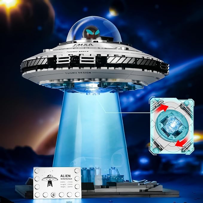 BNG UFO Space Building Blocks UFO Toy Building Sets Galaxy Star Spaceship Building Kit Home Office Decor Creative Gift for Girls and Boys 8-14