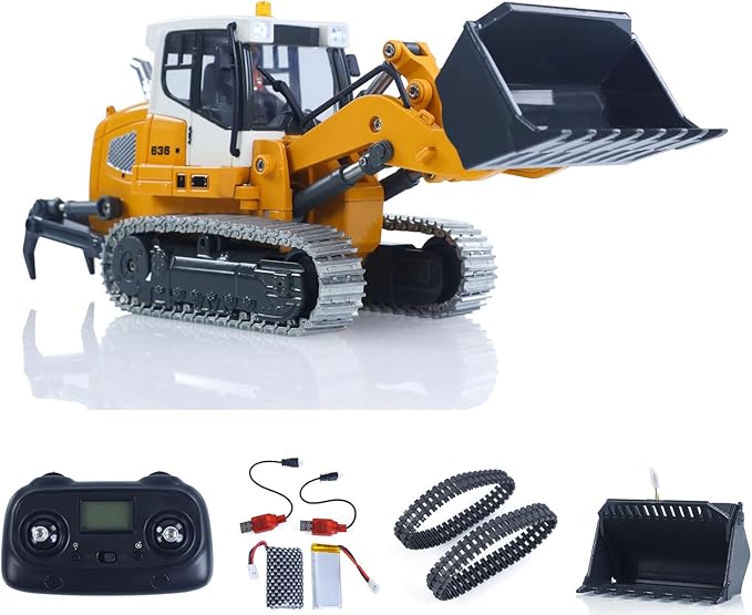 TOUCAN RC HOBBY US in Stock 1/50 RC Electric Lifting Tracked Loader LR636 2.4G Construction Vehicle Metal Bucket Tracks Ripper RTR Model Light Sound Battery New Year Gift for Ages 14+