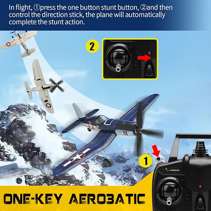 2023 New Upgrade F4U Corsair RC Plane 4 Channel RTF Remote Controlled Aircraft RC Airplane for Beginners Adult with Xpilot Stabilization System &amp One Key Aerobatic