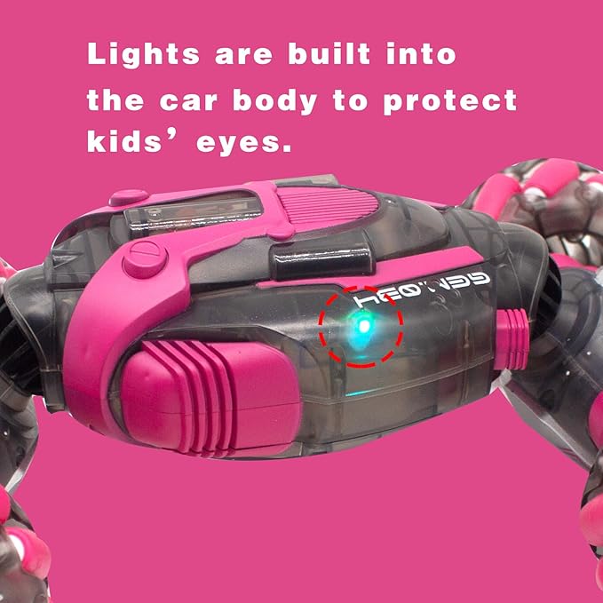 Gesture Sensing RC Stunt Car Remote Control Toys for Kids Age 6 7 8 9 10 11 12 13 Year Old for Boys Girls Birthday Xmas Gifts 4WD Hand Controlled RC Drift Car with Lights Music (Pink)
