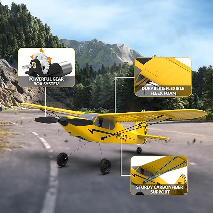 volantexrc RC Plane Trainer Sport Cub 3CH Remote Control Airplane with Prop Saver 6-Axis Gyro Stabilizer &amp 3 Modes to Fly Radio Controlled Aircraft RTF for Beginners and Adults (400mmYellow)