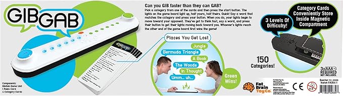 Fat Brain Toys GibGab - Fast-Paced Trivia Party Game for Kids &amp Adults 2 Players