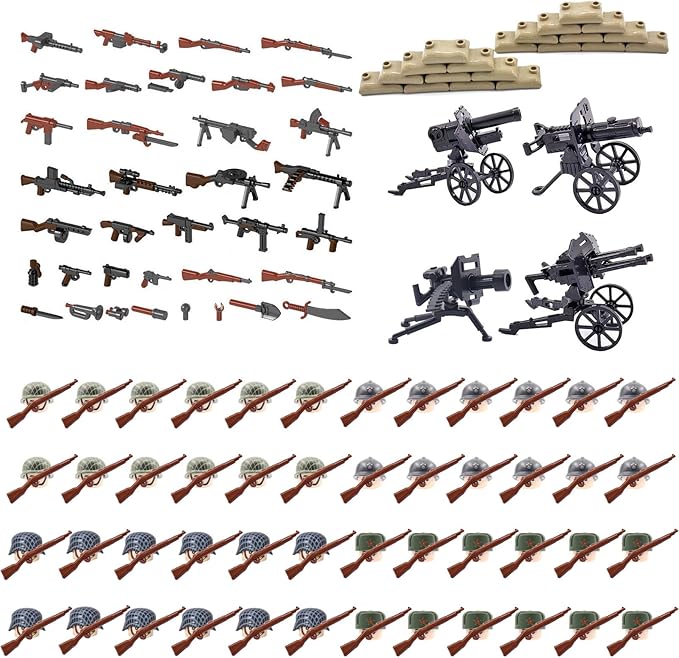 WW2 Building Set Action Figures with Weapon Accessories World War 2 Battle Pack Idea Gifts for Kids (154 Pcs)