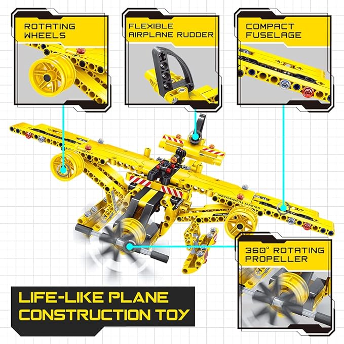 STEM / Building Toy for Ages 5 6 7 8 9 10 11 12 Years Old Kid Boy Girl - 2-in-1 Truck Airplane Take Apart Toy 361 Pcs DIY Building Kit Learning Engineering Construction Toy Ideal Gift