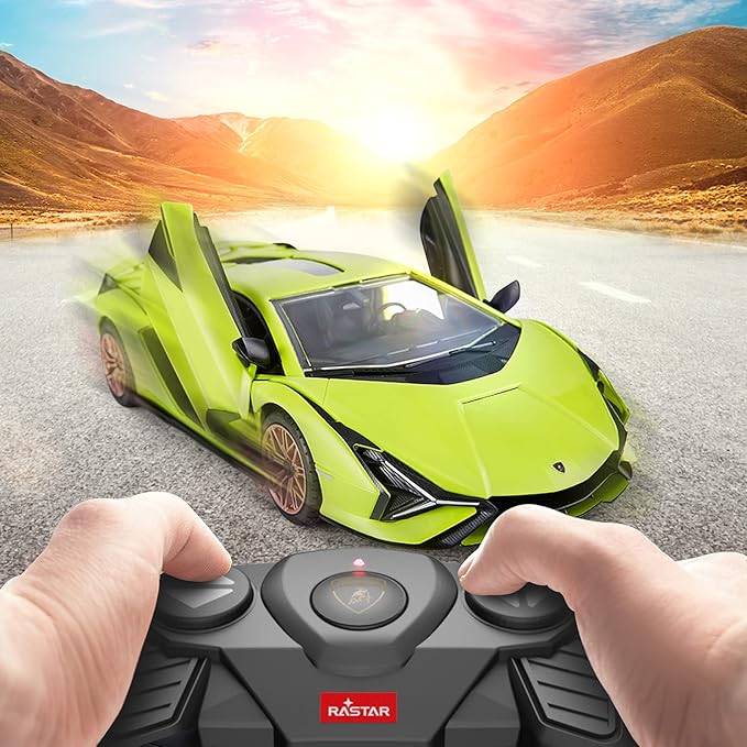 RASTAR 97400 1/18 72PCS Officially Licensed RC Race Car Building Kits for Lamborghini Sian FKP37 with Remote Motor &amp DIY Decals for Play &amp Display - Ideal Gift for Racing Car Fans Ages 8+