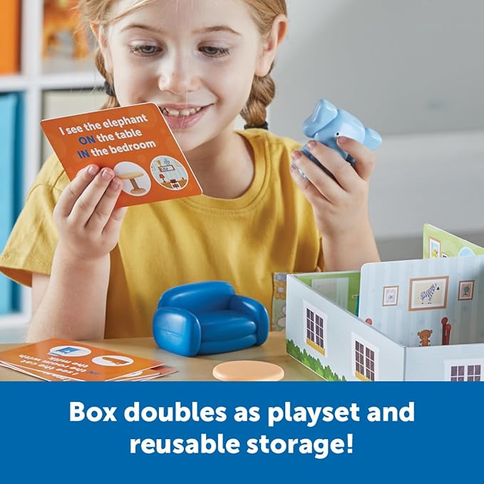Learning Resources Elephant in the Room Positional Word Activity Set - Toddler Board Games Language and Critical Thinking Skills Sentence Building Language Development Gifts for Boys and Girls