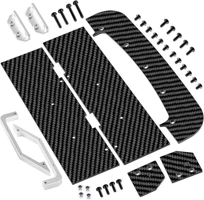 RCLIONS 1set Carbon Fiber Front&ampRear SplitterChassis Widening Side Skirts for ARRMA Infraction BLX 3S 1/8 Racing Car Upgrade Parts (Silver)