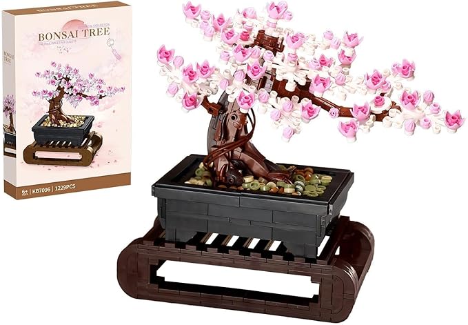 Vamuss 3-In-1Le-go Bonsai Tree Building SetCherry Blossom Tree Building SetDIY Plant Model Botanical Collection Design Kit for AdultsCreative Gift for Home Décor and Office Art