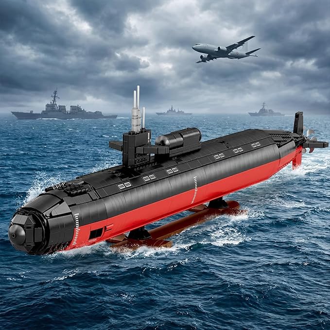 Military Building Block Sets for Adults: 1:125 Los Angeles Class Nuclear Submarine Model RC Submarine Toy WW2 Army USS Battleship &amp Military Vehicles Display Model 2750 PCS