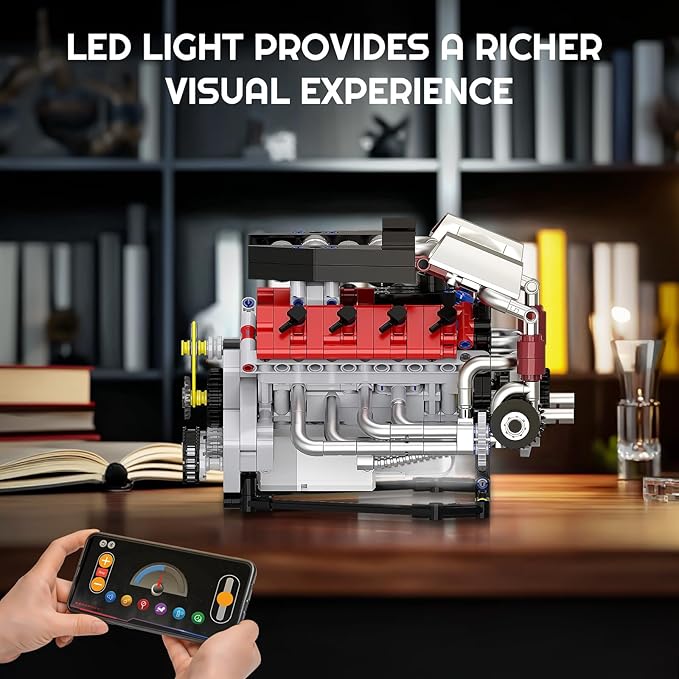 V8 Engine Building Blocks Sets - Build Your Own STEM V8 Model Engine Mini V8 Engine Kit for Adults Creative Birthday Gift Toy for Teens (700 PCS)