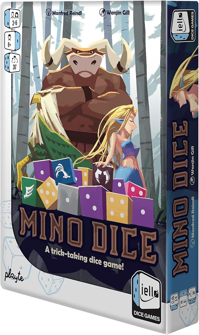 IELLO: Mino Dice - Family Bidding Board Game Trick-Taking Dice &amp Card Game Become Champion of The Labyrinth Fantasy Ages 8+ 3-6 Players 30 Min