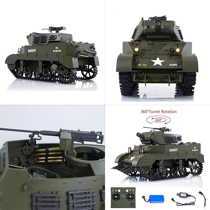 TOUCAN RC HOBBY US in Stock 1/16 RC Tank Simulation 360° Turret Rotary M8 HMC Scott Radio Control Battle Tank Smoke Sound Lights RTR Combat Vehicle