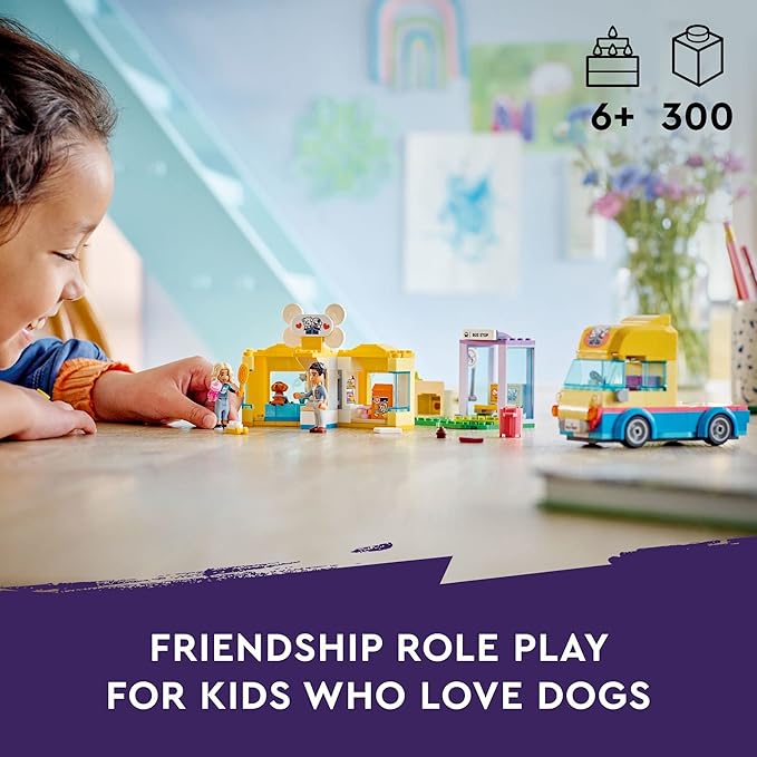 LEGO Friends Dog Rescue Van Building Toy 41741 Mobile Rescue Center Pretend Play Set Gift Idea for Animal-Loving Kids Girls Boys Age 6+ Featuring Nova and Dr. Marlon Mini-Dolls Dog Figure Toy Van