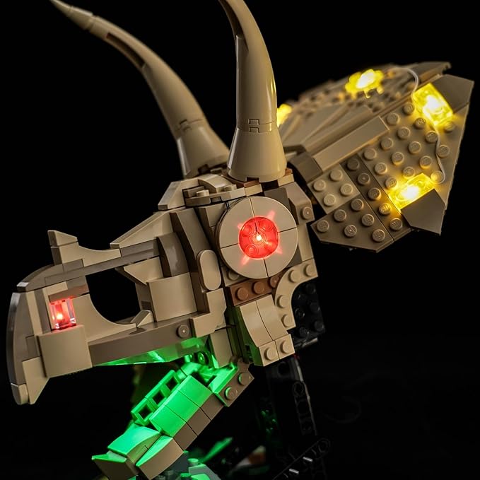 Upgraded Led Light Kit Compatible with Lego Dinosaur Fossils Triceratops Skull Building Set Lights Decoration Compatible with Lego 76969 (Model Not Included)