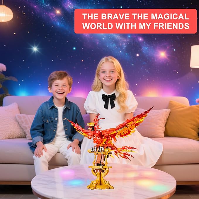 Magic Fire Phoenix Set Compatible with Lego 938PCS Fire Phoenix Toy Collection Model for Adults Christmas Birthday Gift for Kids Boys Girls