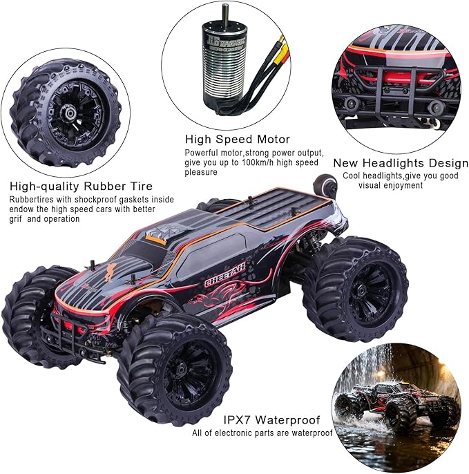 JLBRACIGRC 1/10 RTR Brushless Fast RC Cars for AdultsMax 80+KM/H Hobby Electric Off-Road Monster TruckWaterproof High Speed Remote Control CarRC Truck 4x4 All Terrain Off Road Gift