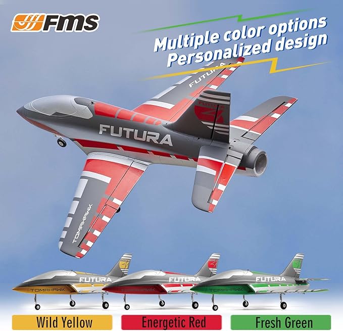 FMS Rc Jets Futura 64MM EDF Sport Jet RED rc Airplanes for Adults for Trainers EDF for Beginners 6 Channel Remote Control Planes PNP(NO Transmitter Batteries and Charger)