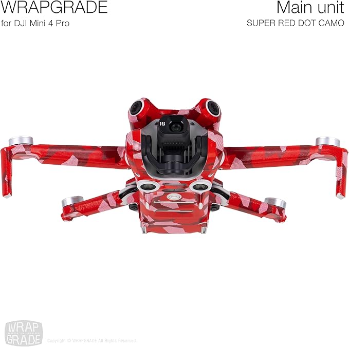 WRAPGRADE Skin Stickers Compatible with DJI Mini 4 Pro | Full Wrap (Super Red Dot Camo)