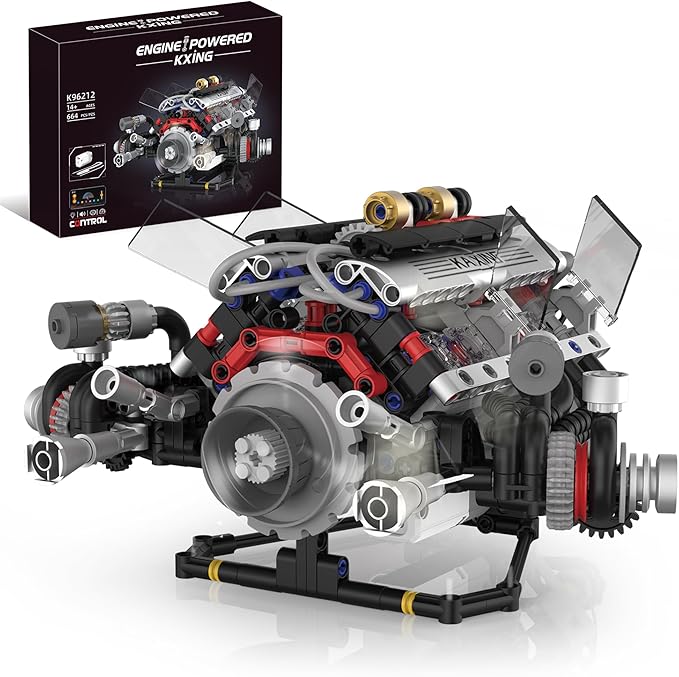 V8 Engine Building Set Mini Model Kit That Runs Technic with APP Control Motor &amp Light Collectible Engineering for Adults Boys 14+