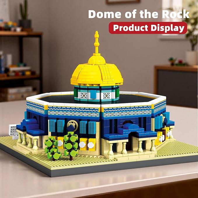 Dome of The Rock Building Blocks Sets Islamic Architecture Building Kits World Famous Landmark Model Toys Eid Gifts for Muslim Adults Kids 983PCS