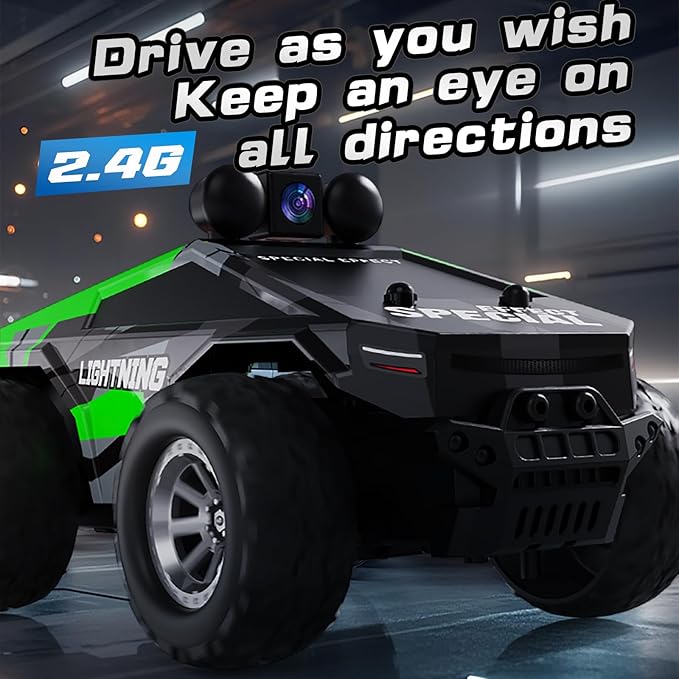 RC Cars FPV Camera RC Car with LED Lights - High Speed Remote Control Racing Truck for Adults &amp Kids 1:28 Scale Hobby Grade Off-Road Buggy Gift Set HD Live Video &amp Night Driving