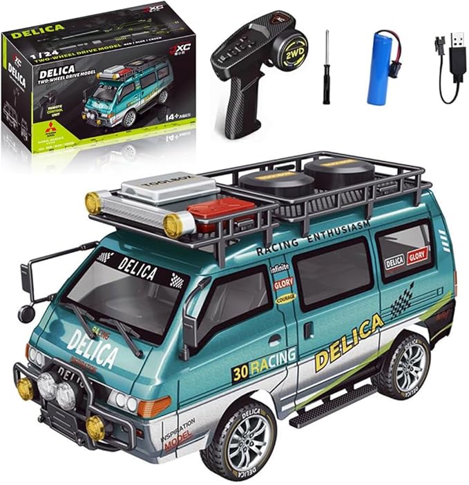 1:24 Scale RC Delica Van Model 2.4Ghz Full Proportional 2WD RC Model Vehicle with 130S Motor Remote Control Car for Adults &amp Hobbyists