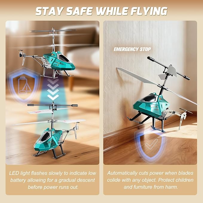 XIKOTEC Remote Control Helicopter RC Helicopter Toy for Kids 2.4GHz RC Plane with LED Lights RC Flying Toy Easy to Fly Indoor/Outdoor Gifts Toys for Kids Beginners 8+ (Blue)