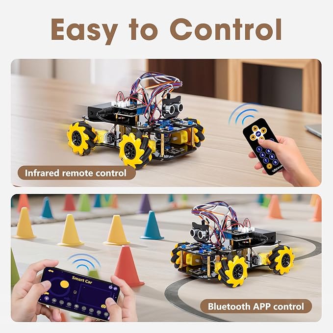 ACEBOTT Robot Kit Robotics for Kids Ages 8-12 12-16 STEM Toys for Boys with Remote &amp App Control Arduino &amp Scratch Compatible Science Kits for Kids Age 8-12 12-16 for Boys &amp Girls(Yel
