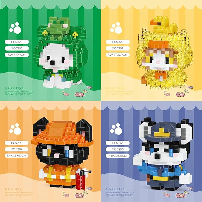 Cat and Dog Micro Mini Building Block Sets Birthday Gift for Kids Animals Buildling Model Kits Mini Bricks Cat and Dog Series Toys for Kids