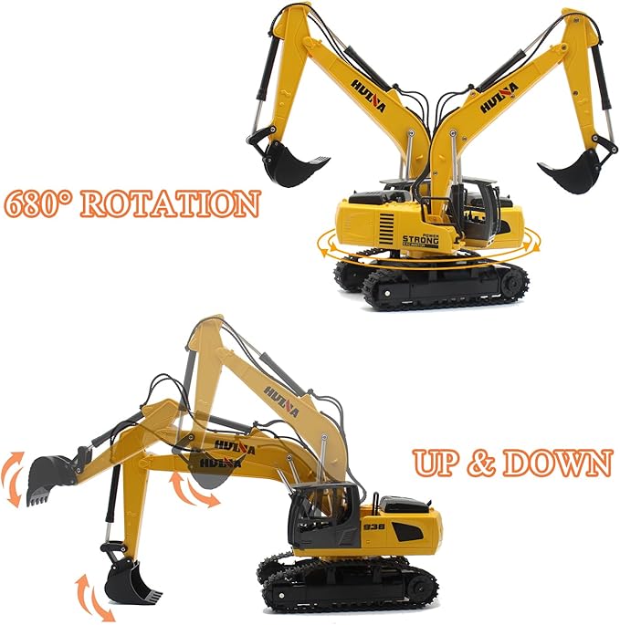Fistone RC Semi Truck &amp Excavator Toy Set 2.4Ghz Remote Control Flatbed Truck with Excavator Toys 1:24 RC Semi-Trailer Engineering Tractor with Sound and Lights Construction Vehicles Toy for Bo