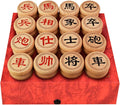 Beechwood Chinese Chess Set Xiangqi Travel Board Game Set with Leather Chessboard Strategy Board Games for 2 Players(5.8cm/2.3in)