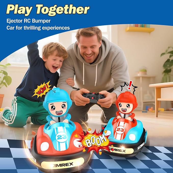 SIMREX Remote Control Bumper Cars for Kids - 2 Player Battle Set with Lights &amp Music Toy RC Car for Toddlers Boys Girls Ages 3-8 Christmas Birthday Gift for Boys Girls