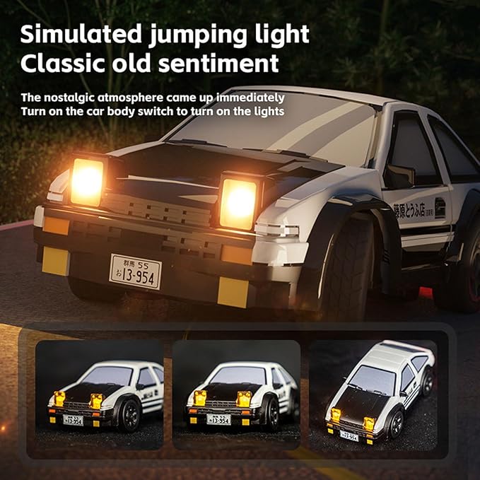 1/64 Scale Drift RC Car 2.4Ghz Mini Sports Car 4WD RC Truck Model Toys Full Proportional with Replaceable Tires Gift for Adults and Kid